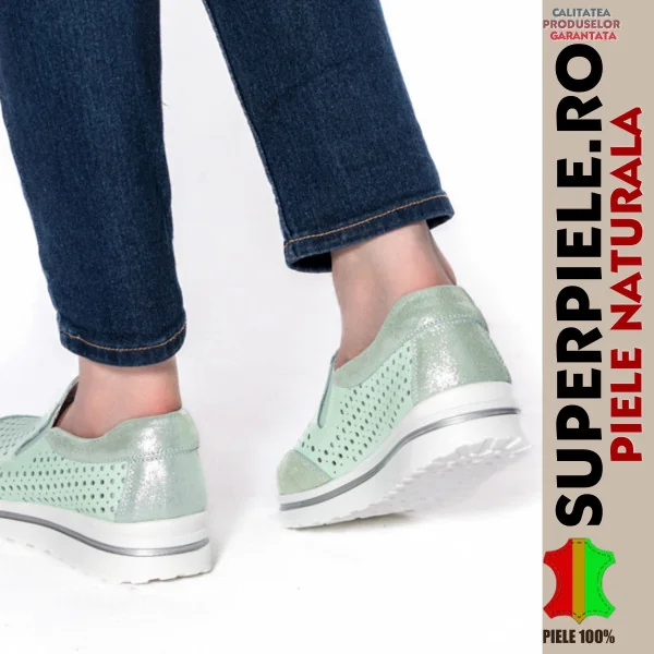Ballerine da donna in pelle naturale traforata bianca con suola bassa |OBLIZ|