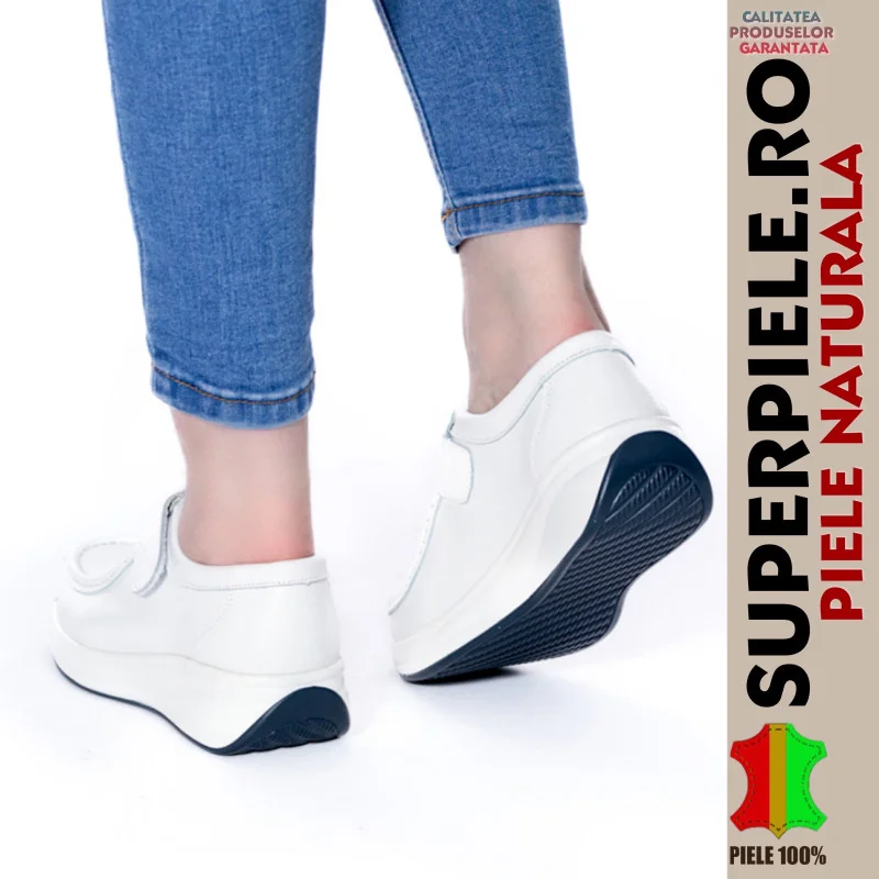 Balerini-MocasiniVita damloafers i äkta läder med platå och kardborreband |Aziza|