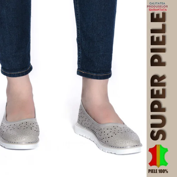 Balerini-MocasiniBalerini dama gri piele Perforati slip-on |Madison