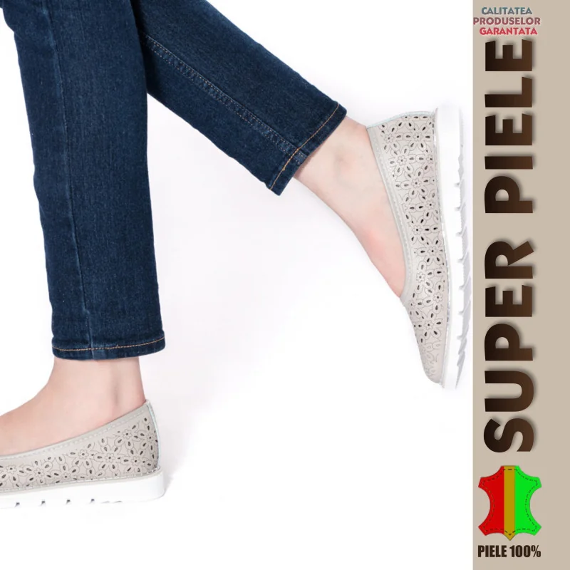Balerini-MocasiniBalerini dama gri piele Perforati slip-on |Madison