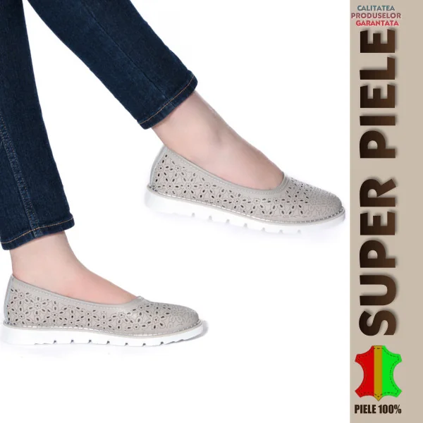 Balerini-MocasiniBalerini dama gri piele Perforati slip-on |Madison